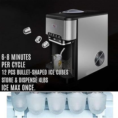 NUNET 3-in-1 Portable Ice Maker Water Dispenser Countertop Built-in Ice Machine - Image 5