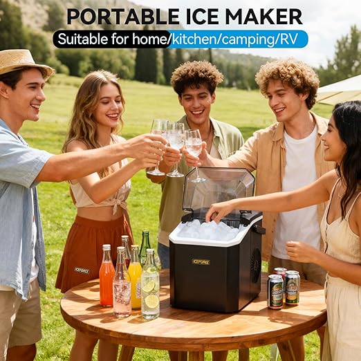 Portable ice Machine: with Handle, with Cleaning Function, with Basket and Spoon - Image 7