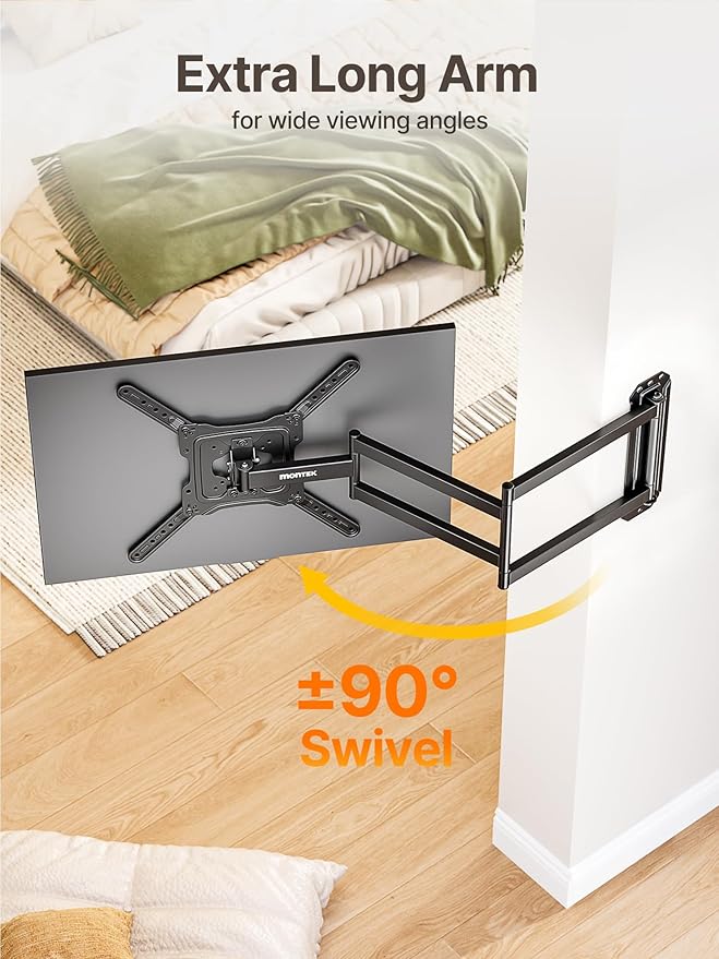 monTEK Long Arm TV Wall Mount for Most 23-65 Inch TVs, 37 Inch Long Extension - Image 4