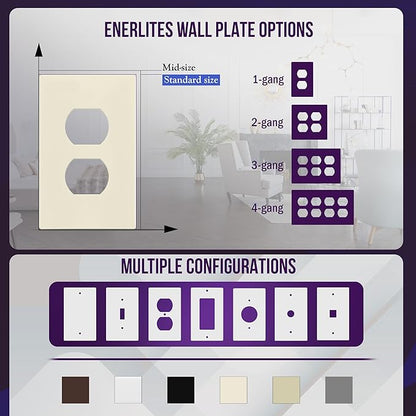 ENERLITES Screwless Duplex Wall Plate, Child Safe Receptacle Outlet Cover - Image 5
