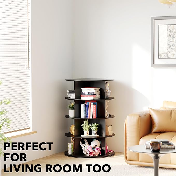 SpaceAid 4 Tier Rotating Shoe Rack Tower, Spinning Shoe Display Lazy Susan - Image 6