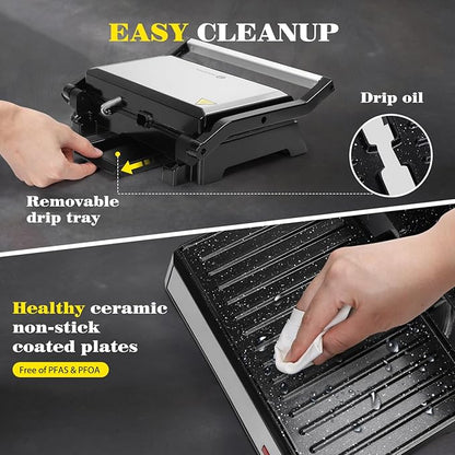 Aigostar Panini Press, 1200W Sandwich Maker and Electric Indoor Grill - Image 4