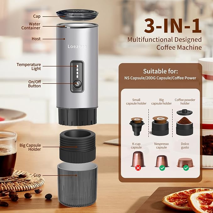 Leozora Portable Espresso Maker, 20Bar Professional Pressure, Stainless Steel - Image 6