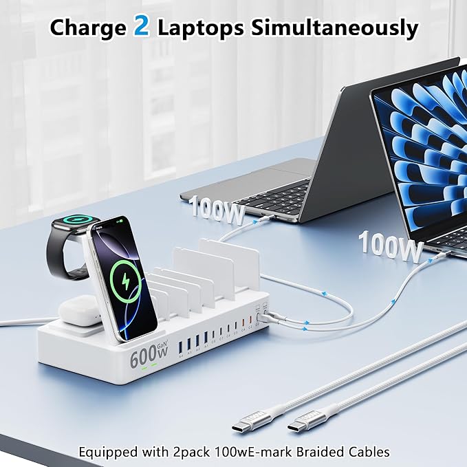 600w Charging Station for Multiple Devices, 15 in 1 Wireless Charger - Image 2