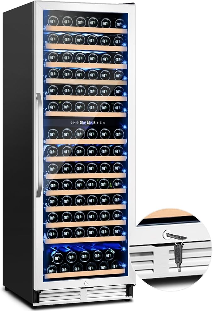 180 Bottles Wine Fridge 24 Inch Dual Zone Wine Cooler Refrigerator Freestanding by Velieta-SpecialistinFridge