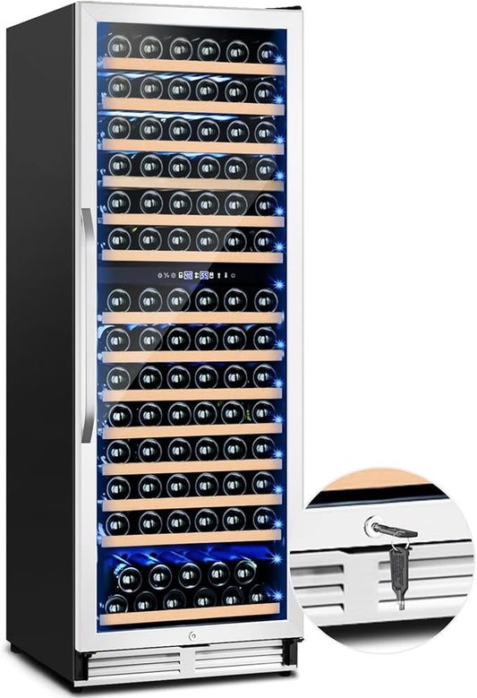 180 Bottles Wine Fridge 24 Inch Dual Zone Wine Cooler Refrigerator Freestanding by Velieta-SpecialistinFridge