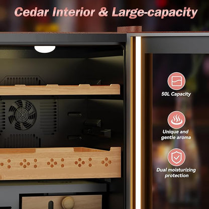 Electric Humidor with Leather-50L Cooling & Heating Humidor, Smart Touch - Image 3