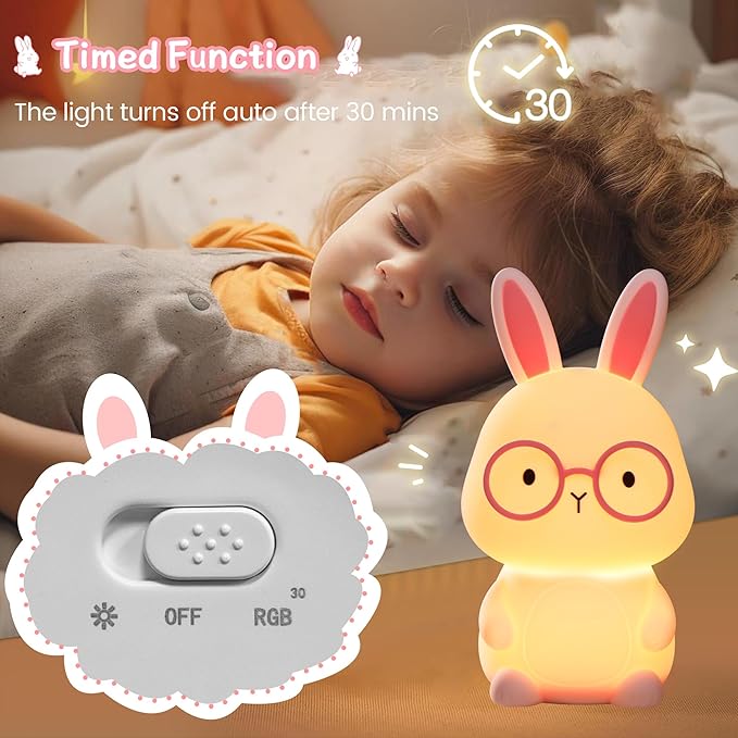 Bunny Lamp for Kids, Rabbit Night Light - Image 4