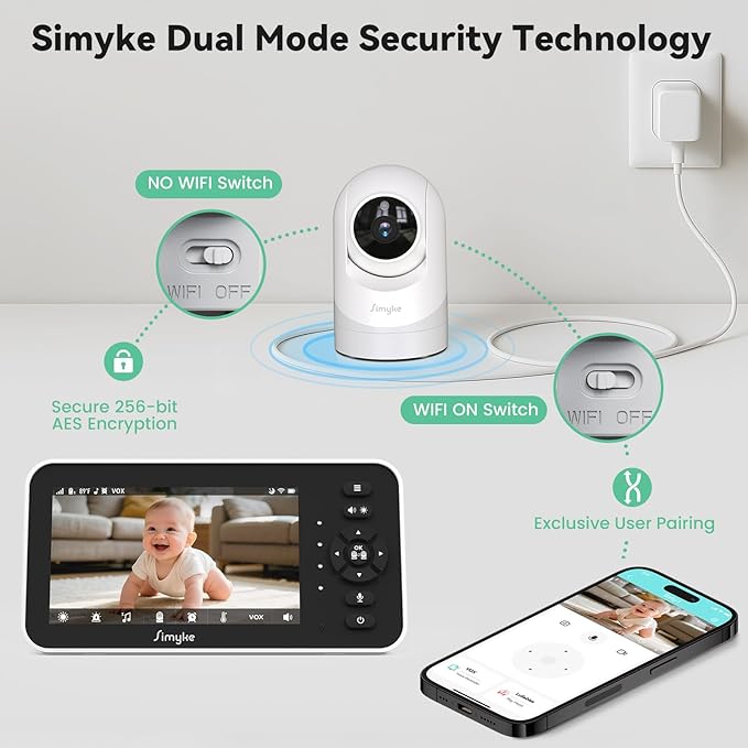 Video Baby Monitor with Camera and Audio, No Wifi or Free App Mode, - Image 2