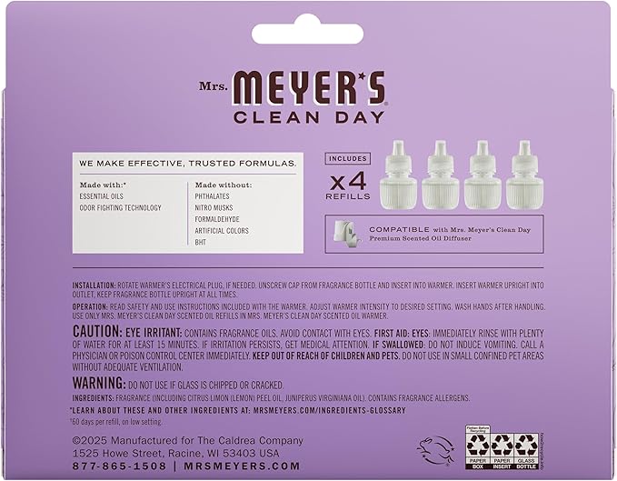 MRS. MEYER'S CLEAN DAY Scented Oil Refills, Compassion Flower, contains 4 .67 - Image 2