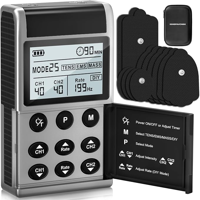 KingPavonini 4-IN-1 TENS Unit Muscle Stimulator, DIY & TENS & EMS & MASS by KingPavonini