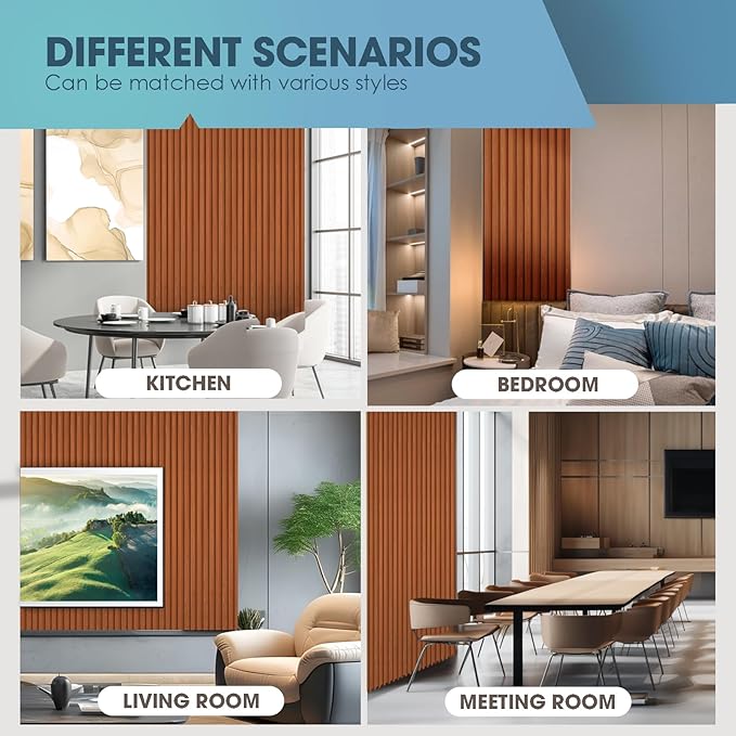 OUZUGIE WPC Acoustic Slat Wall Paneling, Living Room, TV Background, Study Room - Image 7
