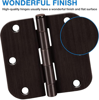 18 Pack Oil Rubbed Bronze Door Hinges 3.5" x 3 1/2 Inch Black Brushed Interior - Image 3