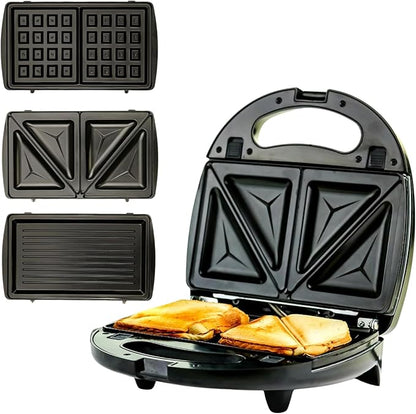 OVENTE 3 in 1 Electric Sandwich Maker, Panini Press Grill and Waffle Iron Set by Ovente+