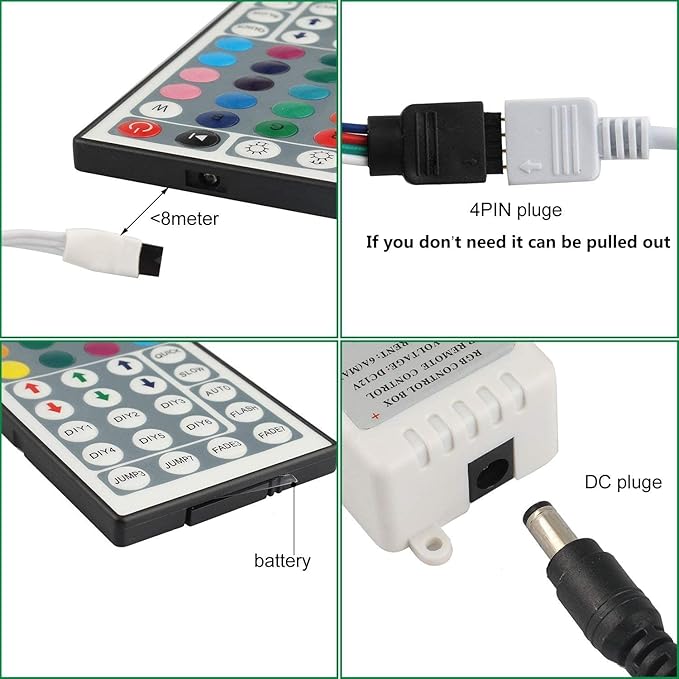 GALYGG 24 Key LED Strip Lights IR Remote Controller, Wireless Rectifier Control - Image 4