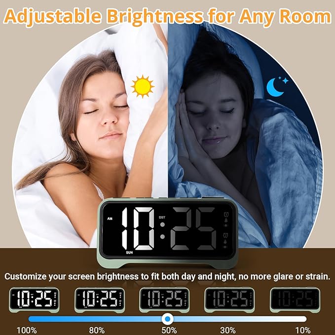 Loud Alarm Clock for Heavy Sleepers Adults/Kids, Dual Vibrating Alarm Clock Bed - Image 3