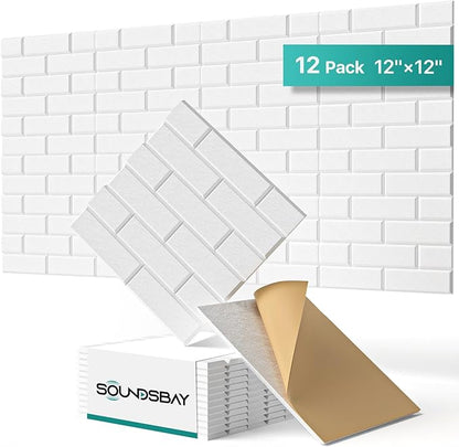 Soundsbay Acoustic Panels Self Adhesive, 12 Pack High Density Sound Proof Foam by Soundsbay
