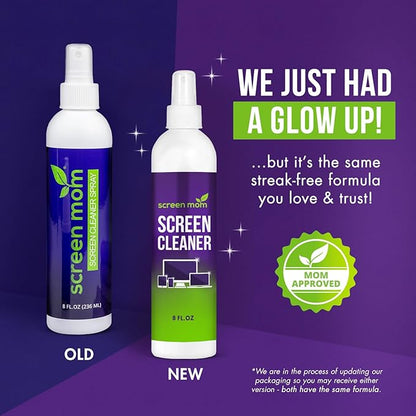 Screen Cleaner Spray and 4 Microfiber Cloths Bundle 8oz & 2oz, by Screen Mom - Image 2