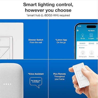 Lutron Caseta Original Smart Dimmer Switch Kit w/ Hub, - Image 4