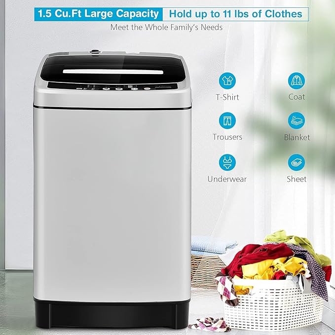 Giantex Full Automatic Washing Machine, 2 in 1 Portable Laundry Washer 1.5Cu.Ft - Image 7