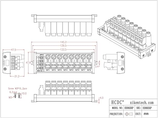 Screw Mount AC 24-250V 8 Channel Pluggable Side Wiring Terminal Block Power - Image 7
