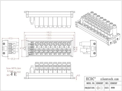 Screw Mount AC 24-250V 8 Channel Pluggable Side Wiring Terminal Block Power - Image 7