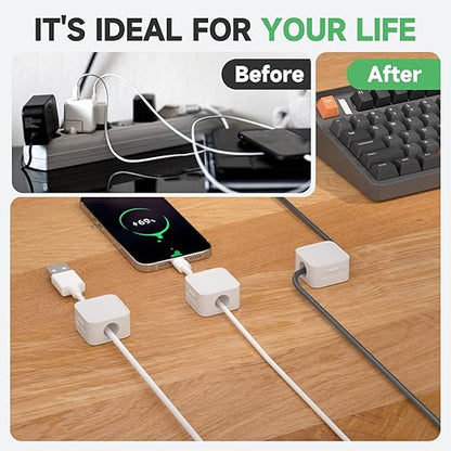 9 Black Magnetic Cable Clips, Under Desk Cable Management, Cord Holder - Image 4