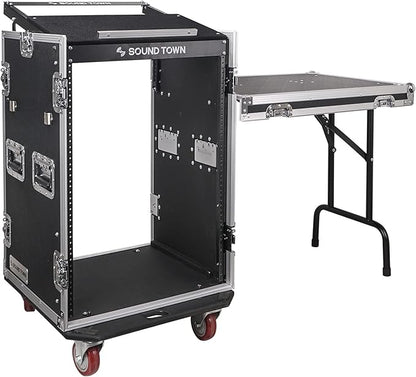 Sound Town Heavy-Duty 1/2" Plywood 16U PA/DJ Rack/Road Case by SOUNDTOWN