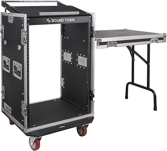 Sound Town Heavy-Duty 1/2" Plywood 16U PA/DJ Rack/Road Case by SOUNDTOWN