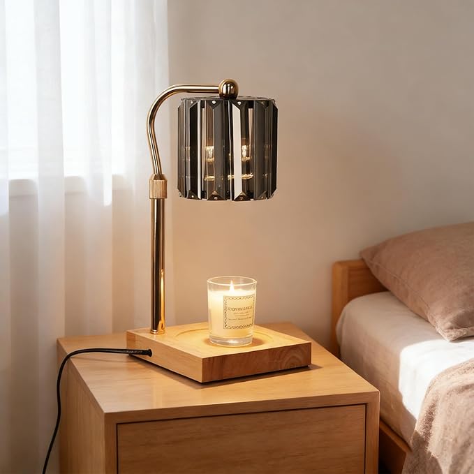Candle Warmer Lamp with Timer & Dimmer – Artistic Glass Shade Desk Lamp - Image 4