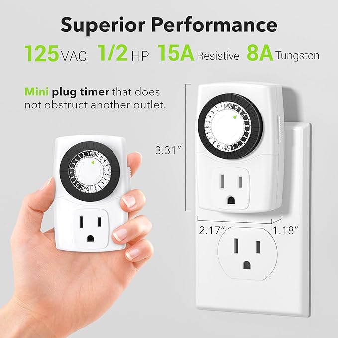 BN-LINK BND-60/U47 Indoor Mini 24-Hour Mechanical Outlet Timer - Image 5