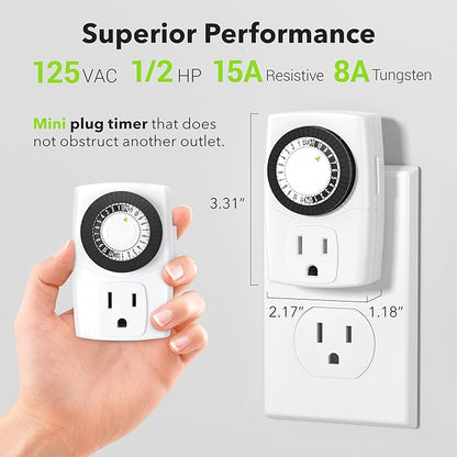 BN-LINK BND-60/U47 Indoor Mini 24-Hour Mechanical Outlet Timer - Image 5