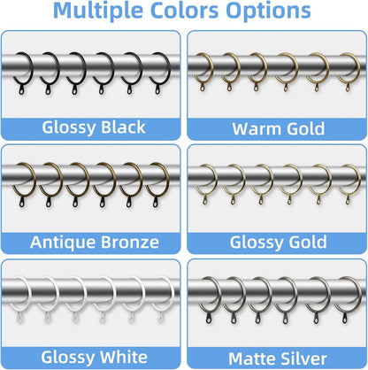 Curtain Rings with Flat Eyelets, 48 Pack Metal Drapery Rings Curtain Hanging Rings for Pinch Pleat Curtains Panels, 1.5 Inch I D, Drape Rings Fits Up to 1.2 in Curtains Rod, Warm Gold