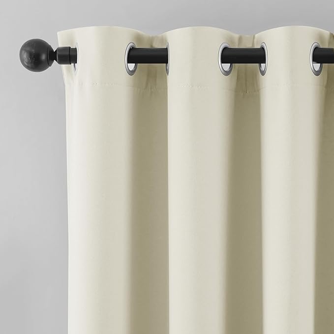 Beauoop Cream 100% Blackout Curtains 84 Inch Long 2 Panels - Image 9