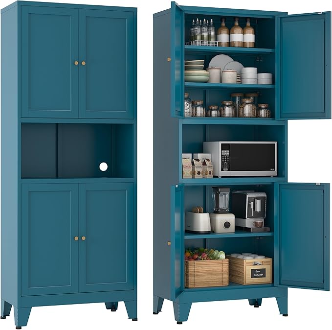 Metal Pantry Storage Cabinet, Microwave Stand by YAUWOHFactoryOutletsColorfulMetalFurniture