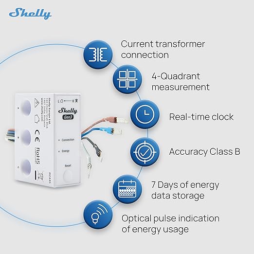 Shelly 3EM-63W Gen3 | Wi-Fi Operated Smart 3-Phase Energy Meter | Home - Image 5