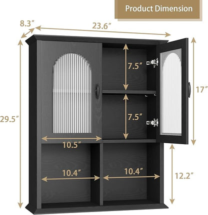 CJL Bathroom Wall Cabinet with Fluted Door, 23.6'' x 29.5'' Medicine Cabinet - Image 3