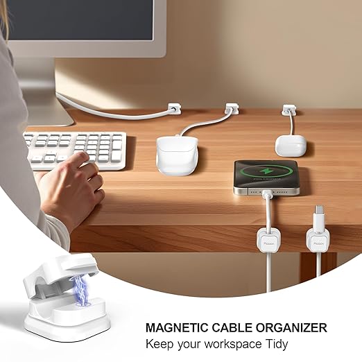 24 Pack Magnetic Cable Clip Organizer Cord Holder, Picozon Adhesive Cable - Image 2