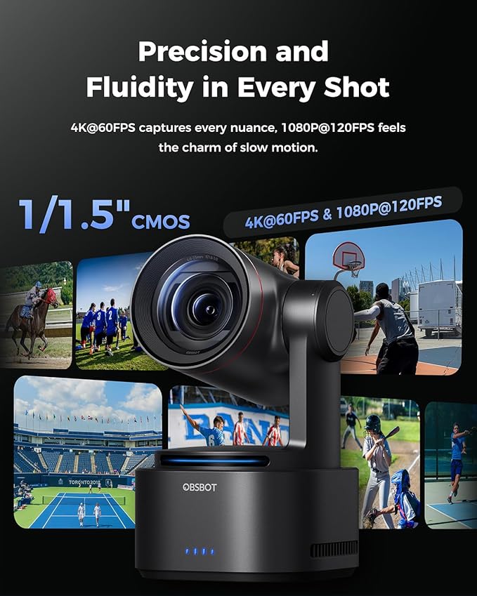 OBSBOT Tail 2 PTZR NDI Camera 4K@60FPS, Pro AI Tracking, 1/1.5" CMOS, 5X - Image 3
