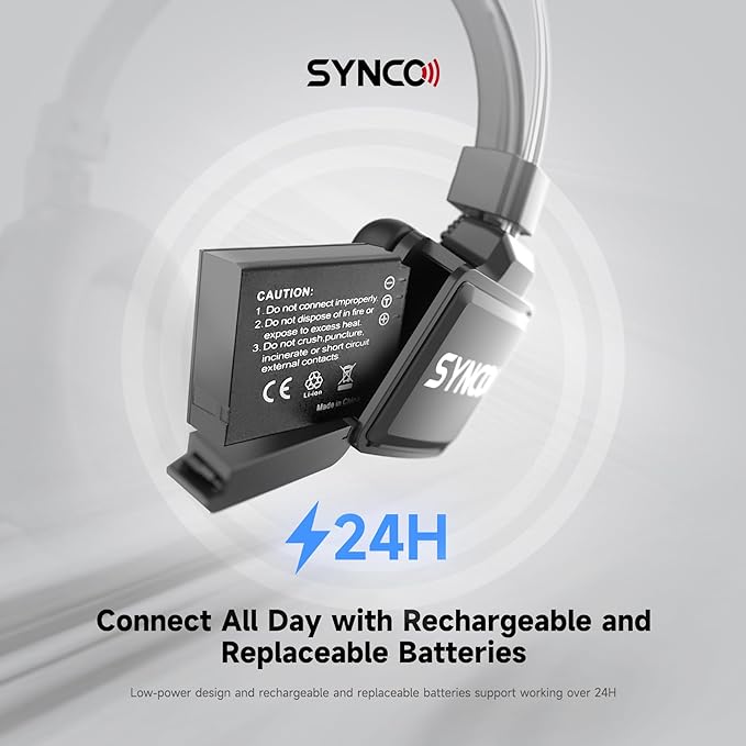 SYNCO XTALK XPro2 Wireless Intercom Headset System, 2.4 GHz 1640FT/500M Full - Image 8