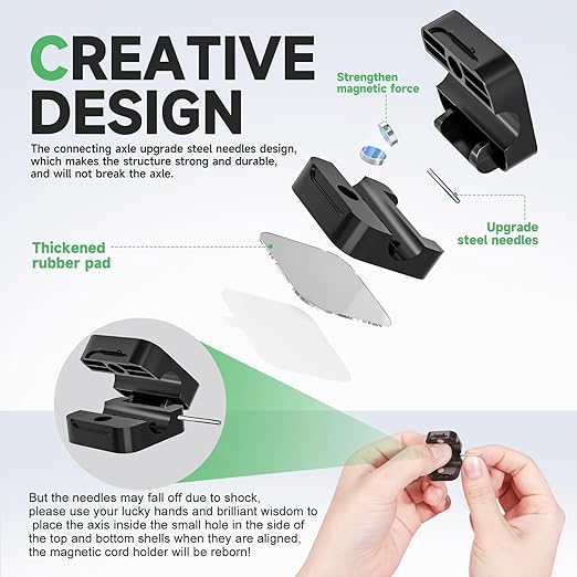 6 White Magnetic Cable Clips, Under Desk Cable Management, Cord Holder - Image 7