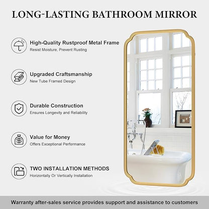 Gold Wall Mirror 48 x 24 Inch Bathroom Vanity Mirror - Image 5