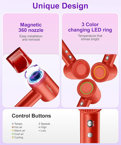 High-Speed Ionic Hair Dryer: 150000 RPM Brushless Motor 500 Millions Negative - Image 2