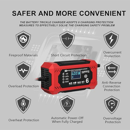 Corebox Battery Charger 6-Amp 12V Automatic Smart Battery Trickle Charger - Image 2