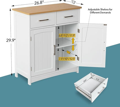 Buffet Cabinet with Storage, Coffee Bar Cabinet 26 x 30 Inches, Oak Top - Image 2