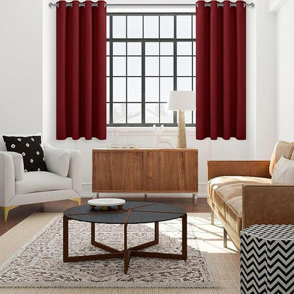 DWCN Thermal Curtains 45 Inches Long, Burgundy Blackout Drapes - Image 2