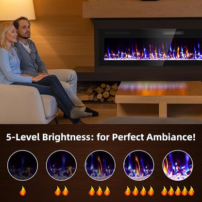 Narrow Bezel Electric Fireplace-60 inch Fireplace Wall Mount/Recessed-Ultra - Image 5