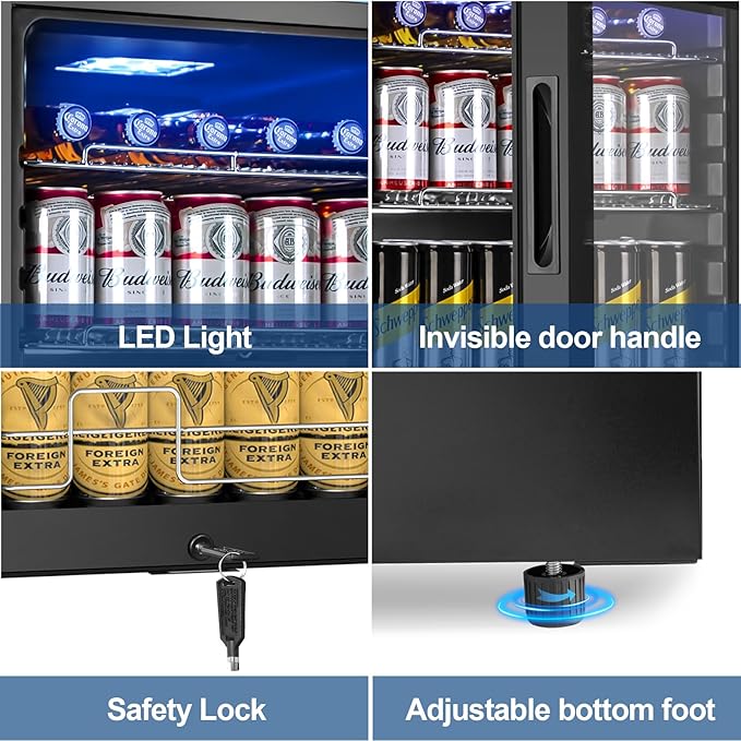 17 Inch Black Beverage Refrigerator- 126 Can Glass Door Beer Cooler - Image 7