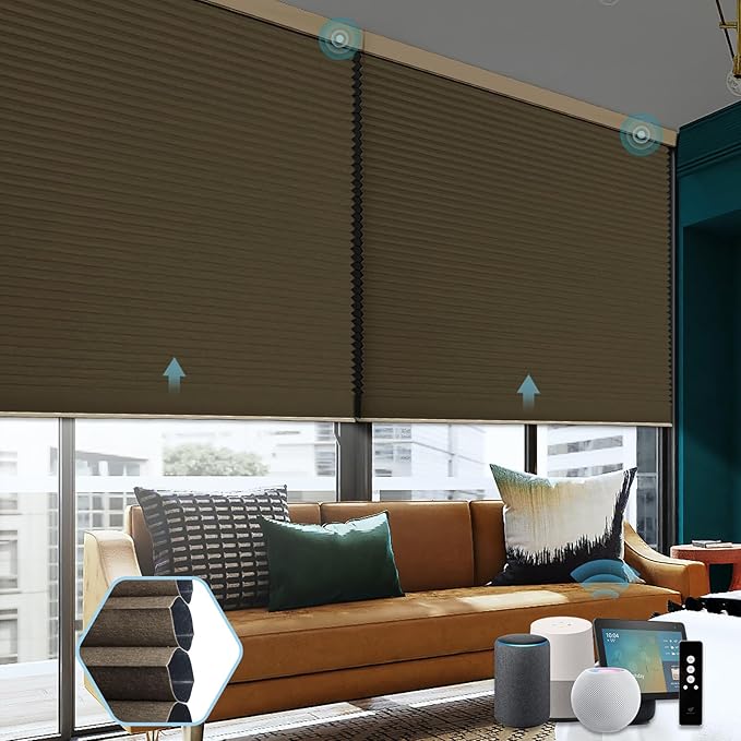 SmartWings Motorized Cellular Shades, Honeycomb Blinds Compatible by SmartWings