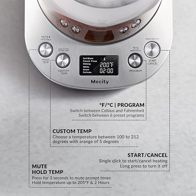 Mecity Electric Tea Kettle Borosilicate Glass Tea Maker - Image 5